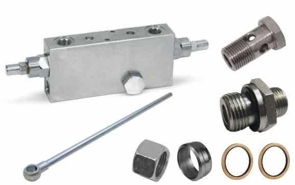 Sats dubbelverkande balanseringsventil med banjo VBCD 3/8” DE/A FLV