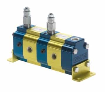 Flödesdelare (motor) med ventiler 2 sektioner 10,8-22,5 l/min - grupp 2