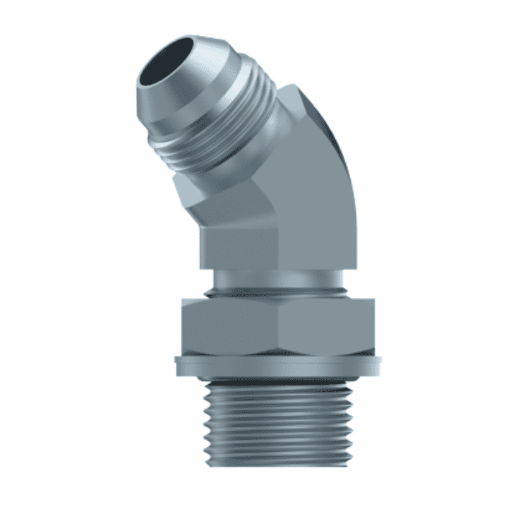 45° vinkelkoppling justerbar 1/4" BSP - JIC 1/2" 20h UNF utvändig gänga