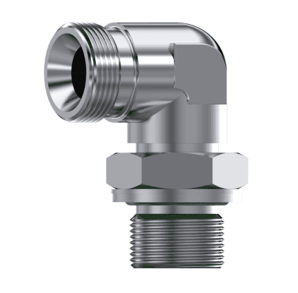 Rostfri vinkelkoppling justerbar 90º 3/8" BSP hane - 3/8" BSP hane
