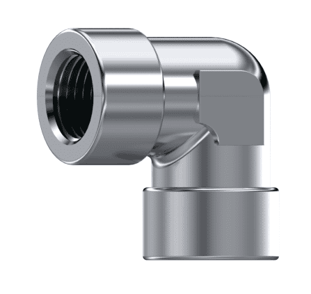 Rostfri vinkelkoppling 90º 1/4" BSP hona - 1/4" BSP hona