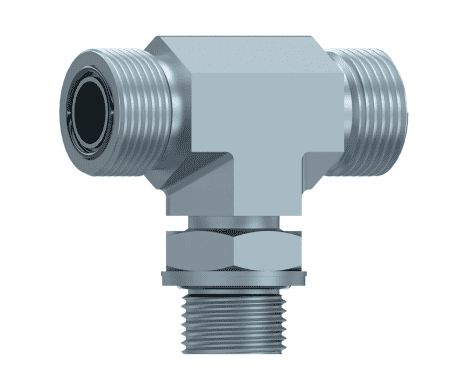 ORFS T-adapter 13/16" -16h hane - 3/8" BSP hane justerbar (T-utförande)