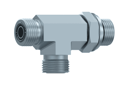 ORFS T-adapter 1"11/16 -12h hane - 1"1/4 BSP hane justerbar (L-utförande)