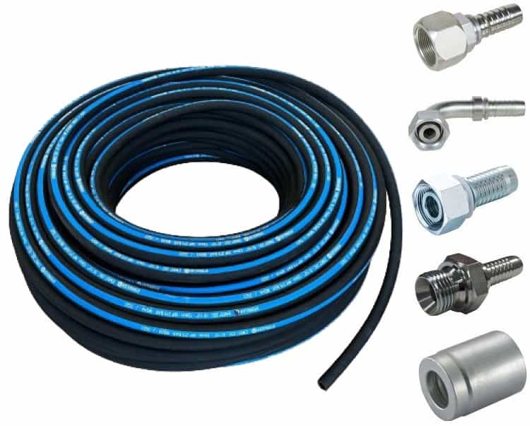 1/4" hydraulslang (2SC) pressats med BSP kopplingar 1/8" - 1/4" - 3/8"