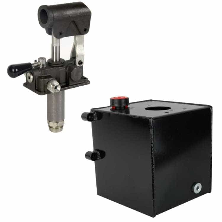 Sats rostfri handpump 12 cc dubbelverkande med sänkventil och 5 liter tank