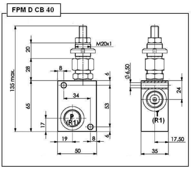 Tryckbegränsningsventil med handhjul 1/2"BSP 30-100 bar light – bild 2