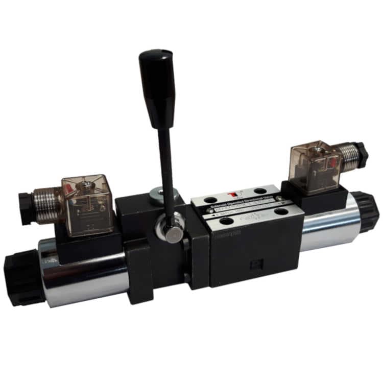 NG6 12V Cetop 4/3 riktningsventil med handmanövrering, ABT ansluten P stängd