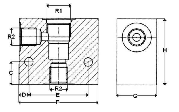 2-vägs ventilhus utan patron 3/8" BSP storlek 8 – bild 2