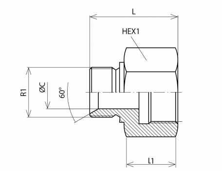 Rostfri adapter 1/4" - 3/8" BSP hane-hona – bild 2