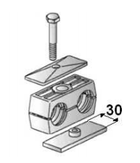 Förstärkt rostfri rörklämma dubbel komplett 16 mm – bild 2