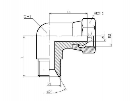 Rostfri vinkelkoppling justerbar 90º 1" 1/4 BSP med svivel – bild 2