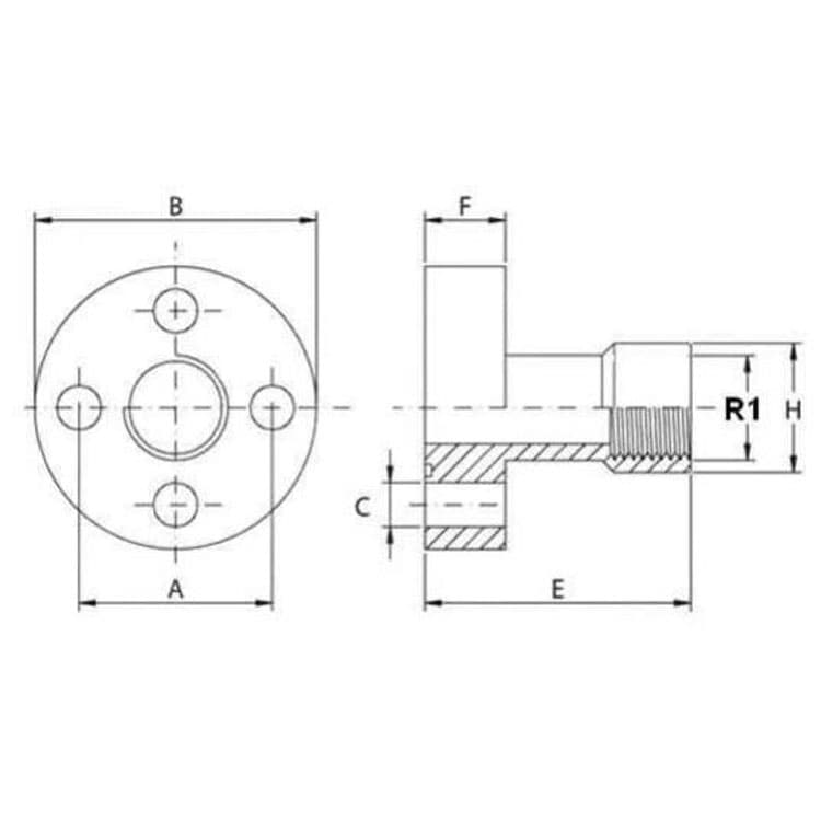 Pumpfläns rak lång 4-håls 3/4'' BSP (51mm) – bild 2