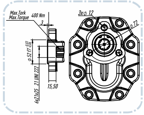 PTO Kugghjulspump vänster med stålhus grupp 40 UNI serie pump 109cc – bild 3