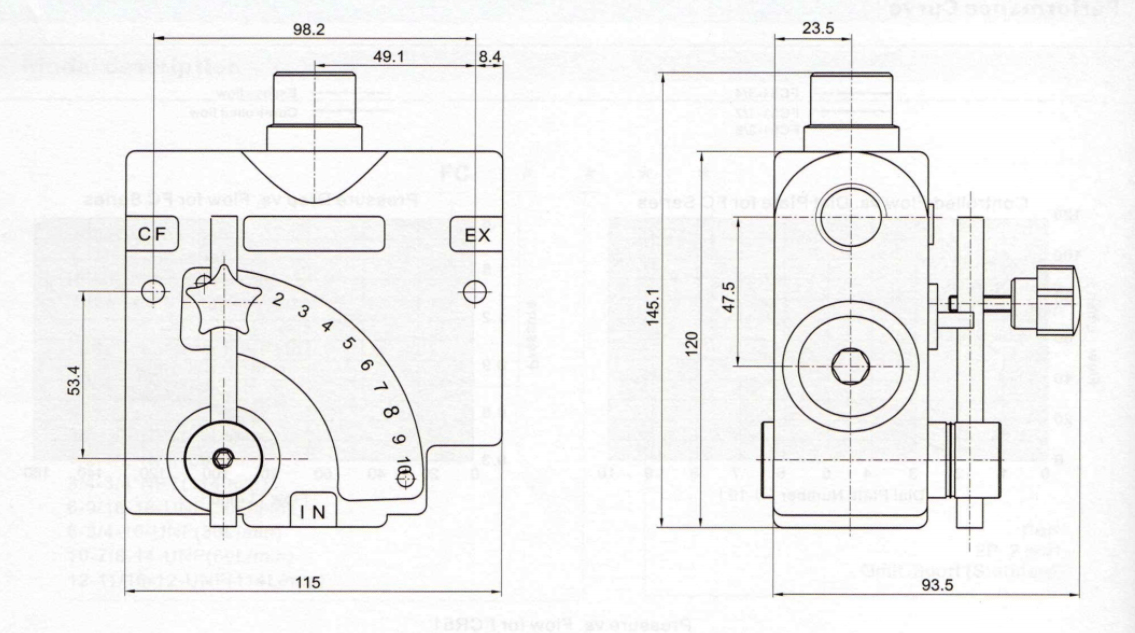 3-vägs tryckkompenserad variabel flödesreglerventil - 60L/min - 1/2" NPT – bild 2