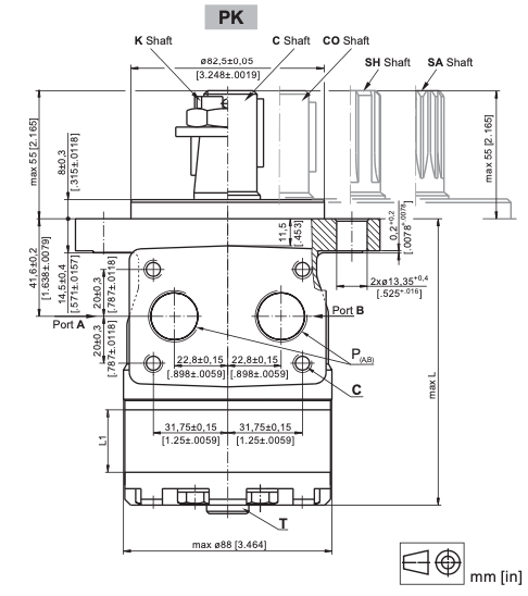 PK50C 50cc hydraulmotor 25mm axel – bild 2