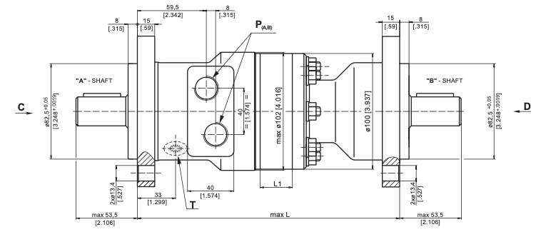MRB80C/C 80cc hydraulmotor 25mm dubbelaxel – bild 2
