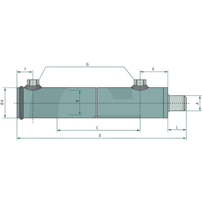 Dubbelverkande byggsatscylinder 60x35x500 utan fästen – bild 2