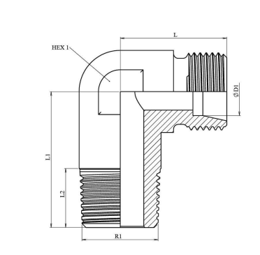 Reducering vinkelkoppling BSPT 3/8" - 15L (M22x1,5) hane – bild 2