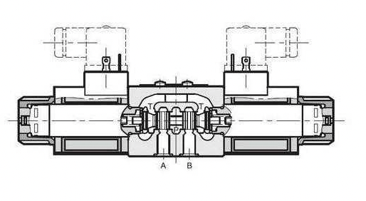 NG6 24 VAC Cetop Elektrisk 4/3 riktningsventil, PT Ansluten AB Stängd 350 bar – bild 3
