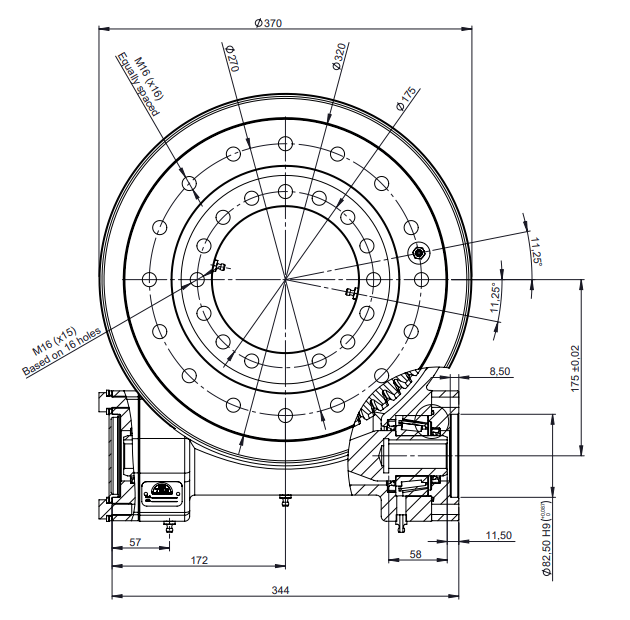 Hydraulisk svängkrans 1:61 utvändig diameter 370mm – bild 6