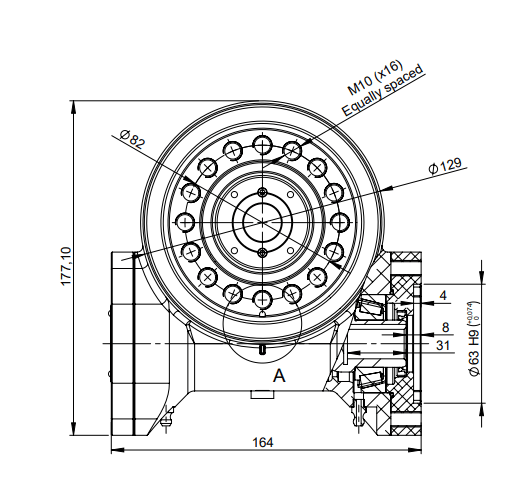 Hydraulisk svängkrans 1:54 utvändig diameter 129mm - 180° – bild 6