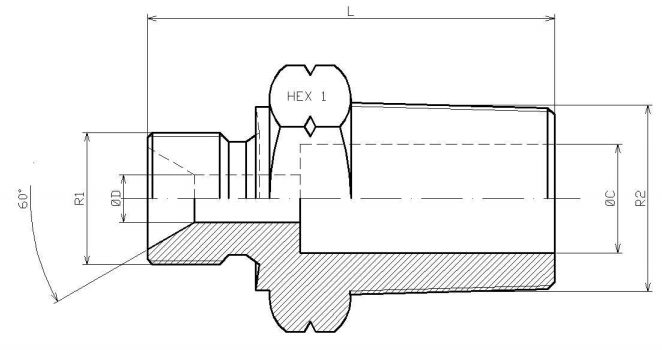 BSP 1/2" - NPT 3/4" hane inskruvningskoppling – bild 2