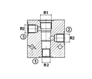3-vägs ventilhus utan patron M22x1,5 3/8'' BSP – bild 2