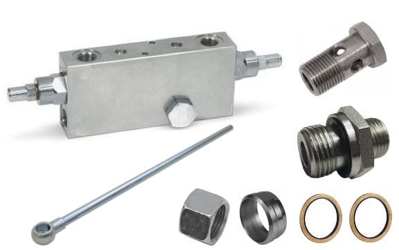 Sats dubbelverkande balanseringsventil med banjo VBCD 3/8” DE/A FLV