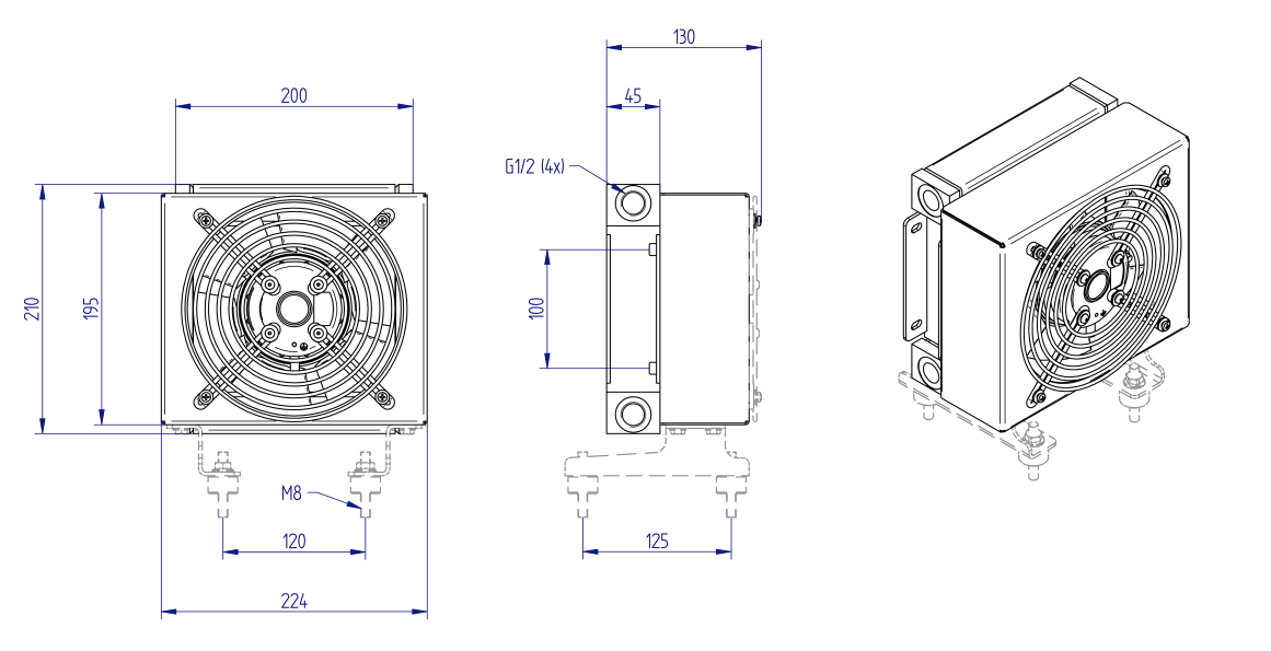 Oesse hydraulisk oljekylare 2,5 kW 230V, 1/2" BSP – bild 2