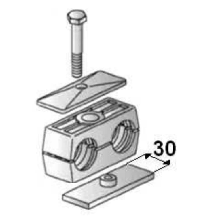 Förstärkt rörklammer dubbel komplett 3/8'' – bild 2