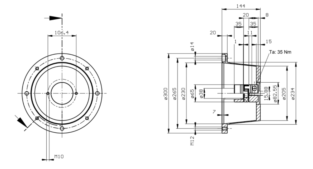 Lanterna SAE-A axel 38mm flänsstorlek 300mm – bild 2