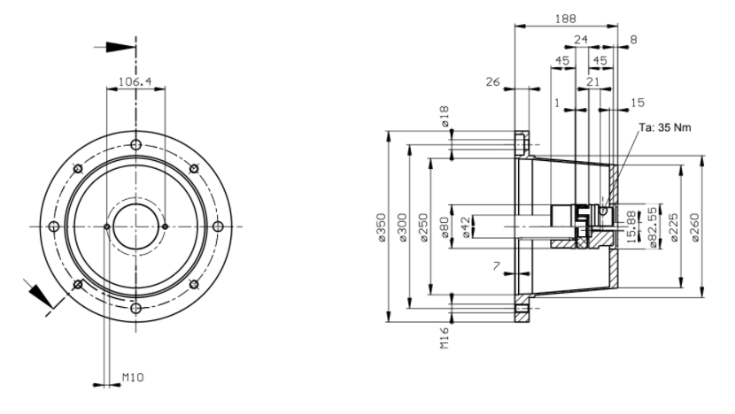 Lanterna SAE-A axel 42mm flänsstorlek 350mm – bild 2