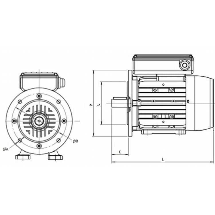 1-fas elmotor 0,25 kW, 230 Volt | Fot-flänsmontering B3-B5 | 1500 varv/min – bild 4