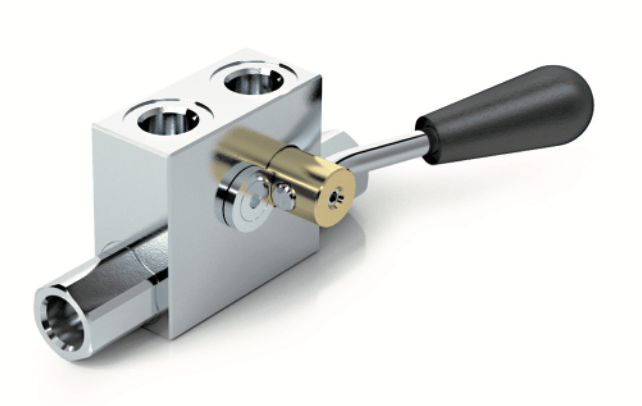 Dubbel styrd backventil med avstängningskran VBPDE 1/4" L C/RUB