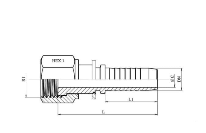 3/4'' DN ORFS koppling 1'' 7/16 12h UNF – bild 2