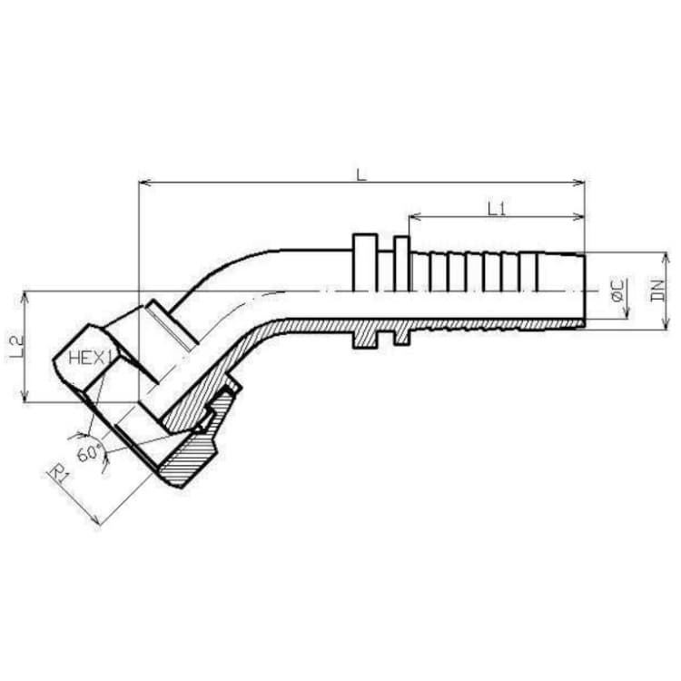 5/8" BSP hona presskoppling 45° för 1/2" (DN12) slang – bild 2