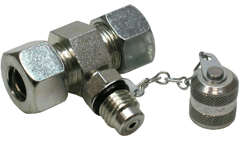 Minimess T-mätpunktskoppling M16x2 med utvändig gänga 6L (M12x1,5)