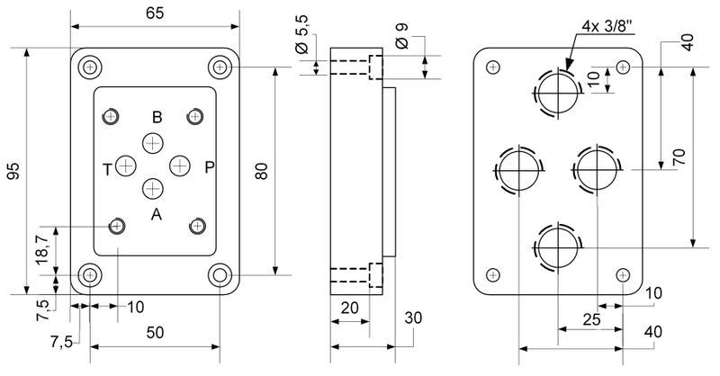 NG6 basunderblock 50 l/min med bakre anslutningar Cetop 03 – bild 2