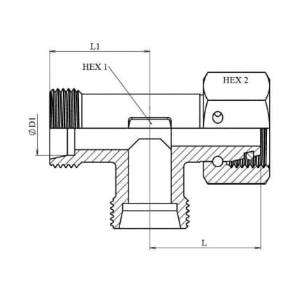 Rostfri justerbar T-adapter med o-ring 20S (M30x2) (L-utförande) – bild 2
