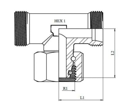 Rostfri justerbar T-adapter med o-ring 35L (M45x2) (T-utförande) – bild 2