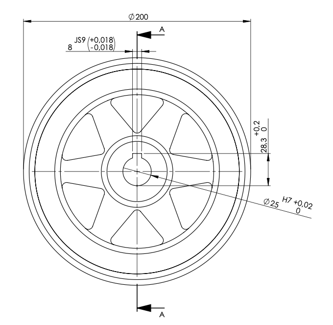 Drivhjul Ø200mm axelhål Ø25mm för hjulmotorer – bild 2