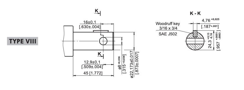 Styrkolumn för orbitmotor 168 mm lång axel cylindrisk Ø22mm typ 8 – bild 3