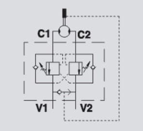 Dubbelverkande balanseringsventil flänsbar hydraulmotor VBCDF 1/2" DE OMS SF – bild 2