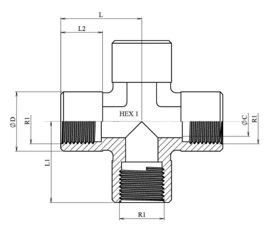 Korskoppling 1/4'' BSP hona – bild 2