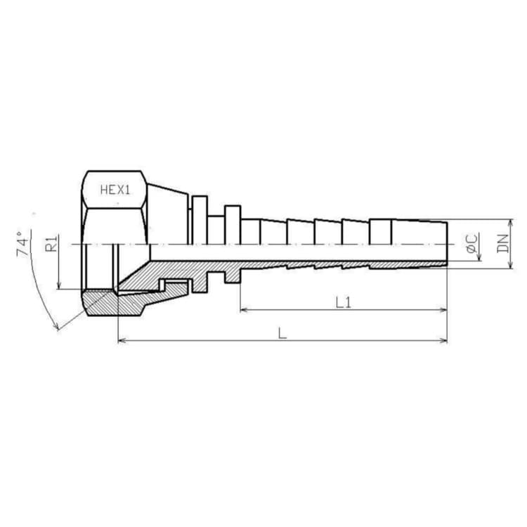 5/8" DN presskoppling JIC 7/8" 14h UNF hona – bild 2