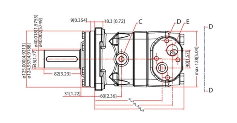 Danfoss OMT 500 cc hydraulmotor 40 mm axel – bild 3