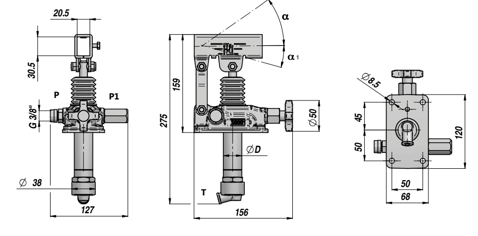 Handpump 12cc enkelverkande med sänkventil och tryckventil (tank montering) – bild 3