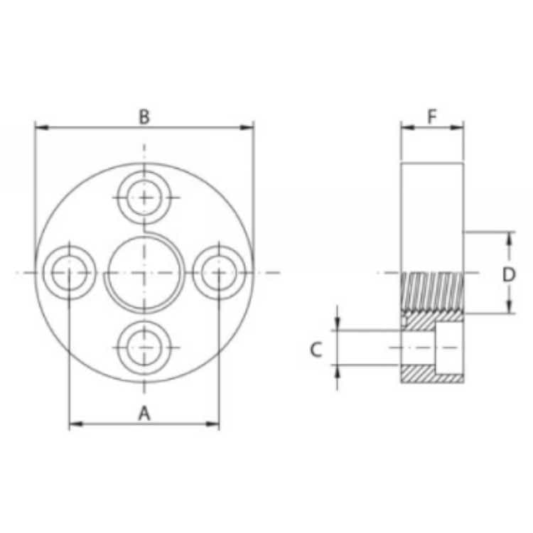 Pumpfläns rak 4-håls 1" 1/4 BSP (72mm) – bild 2