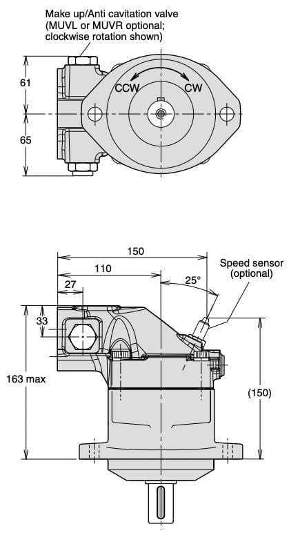 Parker axialkolvmotor F11 19cc med 154 l/min splinead axel – bild 6