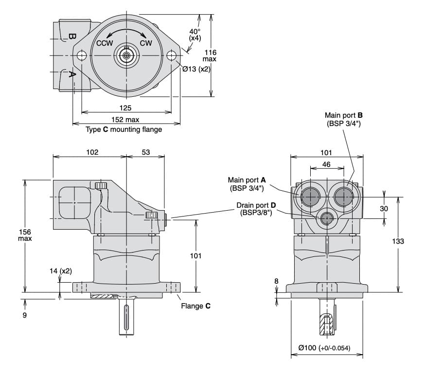 Parker axialkolvmotor F11 12,5cc 118 l/min – bild 5